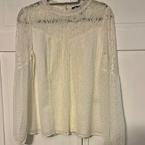 White House Black Market Cream Lace Blouse